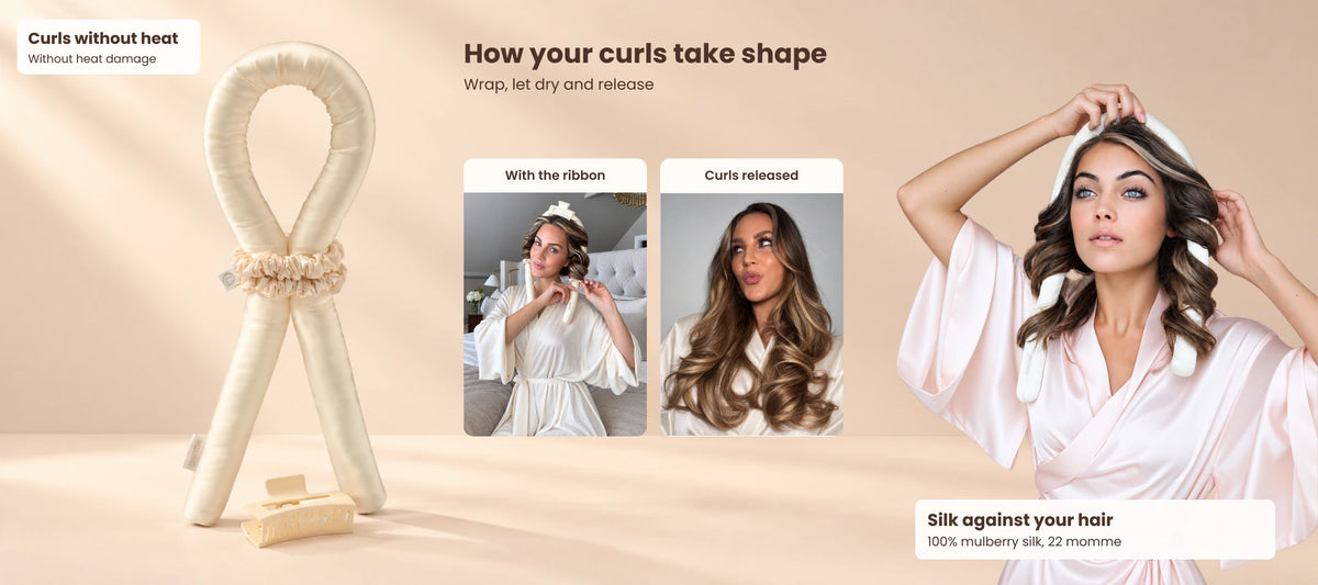 Curls without heat, without heat damage. Silk curling ribbon.