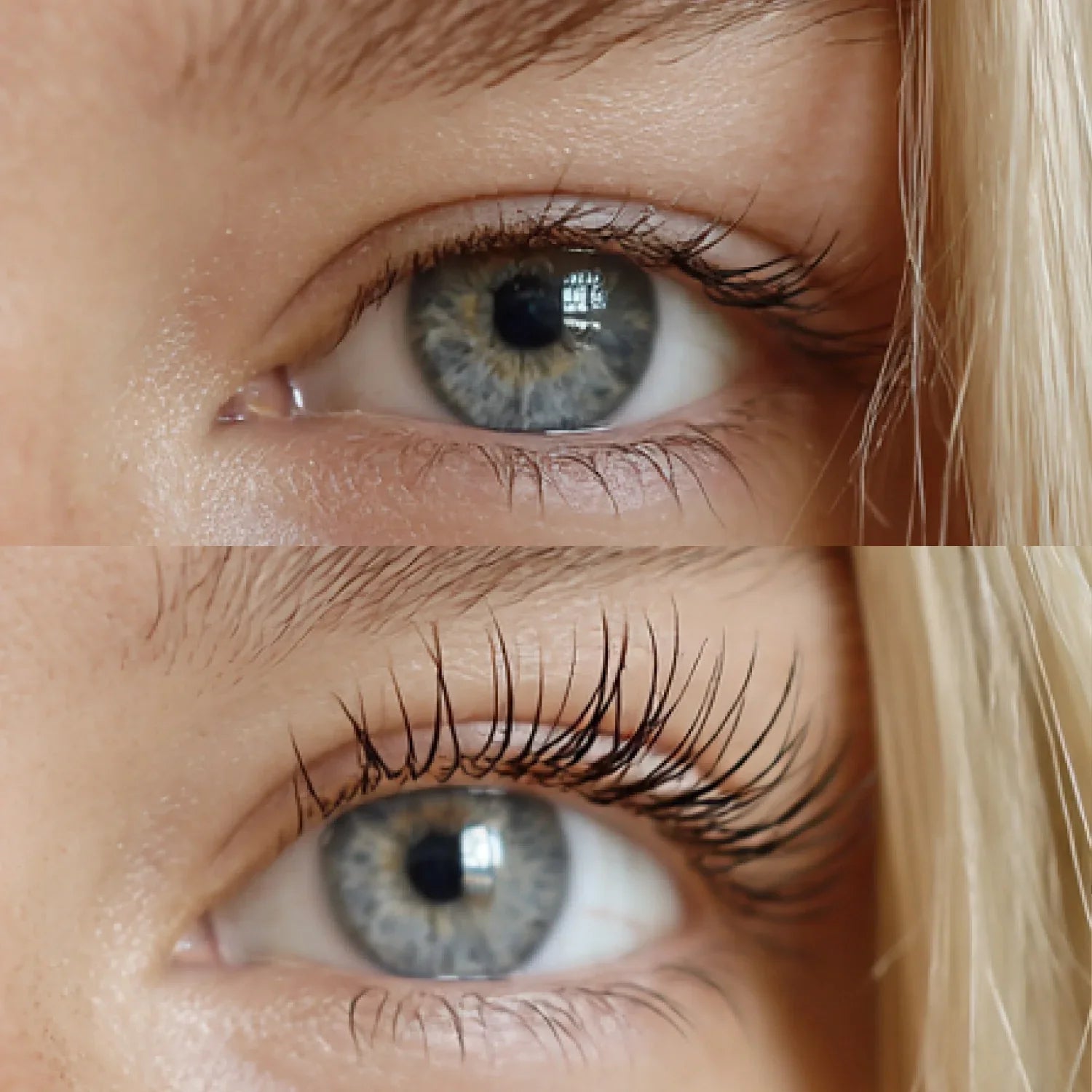 Before and after using Eyelash Growth Serum