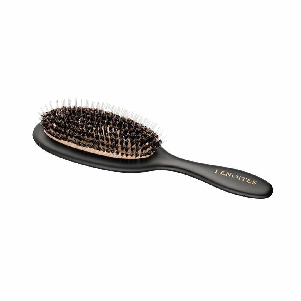 Hair Brush Wild Boar with pouch and cleaner tool, Gold – LENOITES
