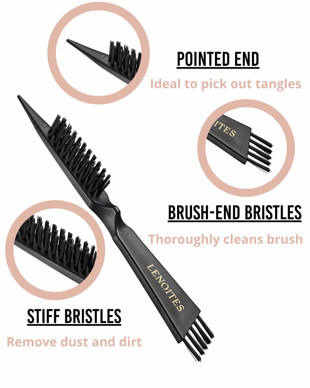 Hair Brush Wild Boar with pouch and cleaner tool