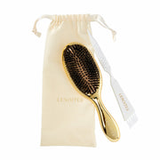 Hair Brush Wild Boar with pouch and cleaner tool, Gold