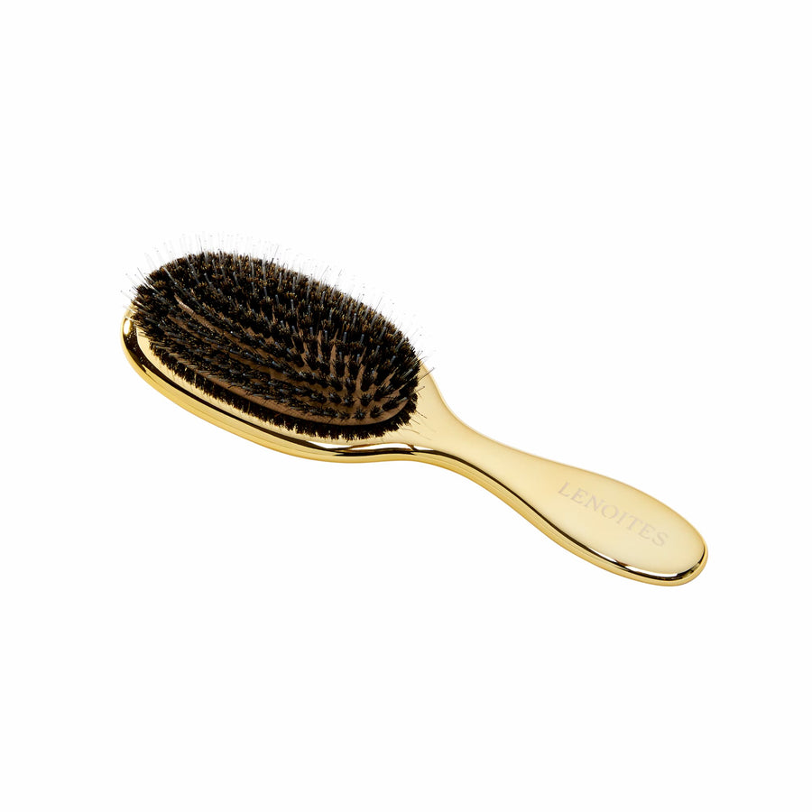 Hair Brush Wild Boar with pouch and cleaner tool, White – LENOITES