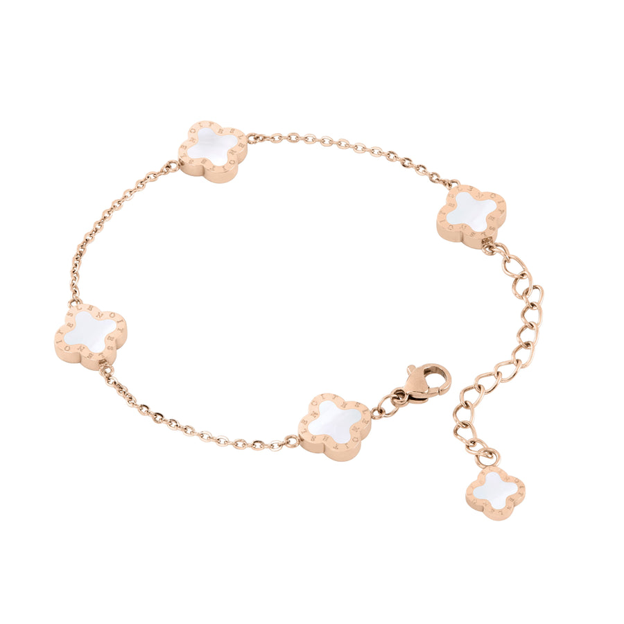 Four Leaf Clover Bracelet Mini, Rose Gold & White Mother of Pearl