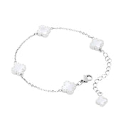 Four-Leaf Clover Bracelet Mini, Silver & White Mother of Pearl