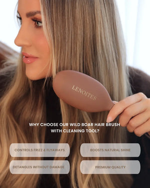 Wild Boar Hair Brush with Cleaning Tool