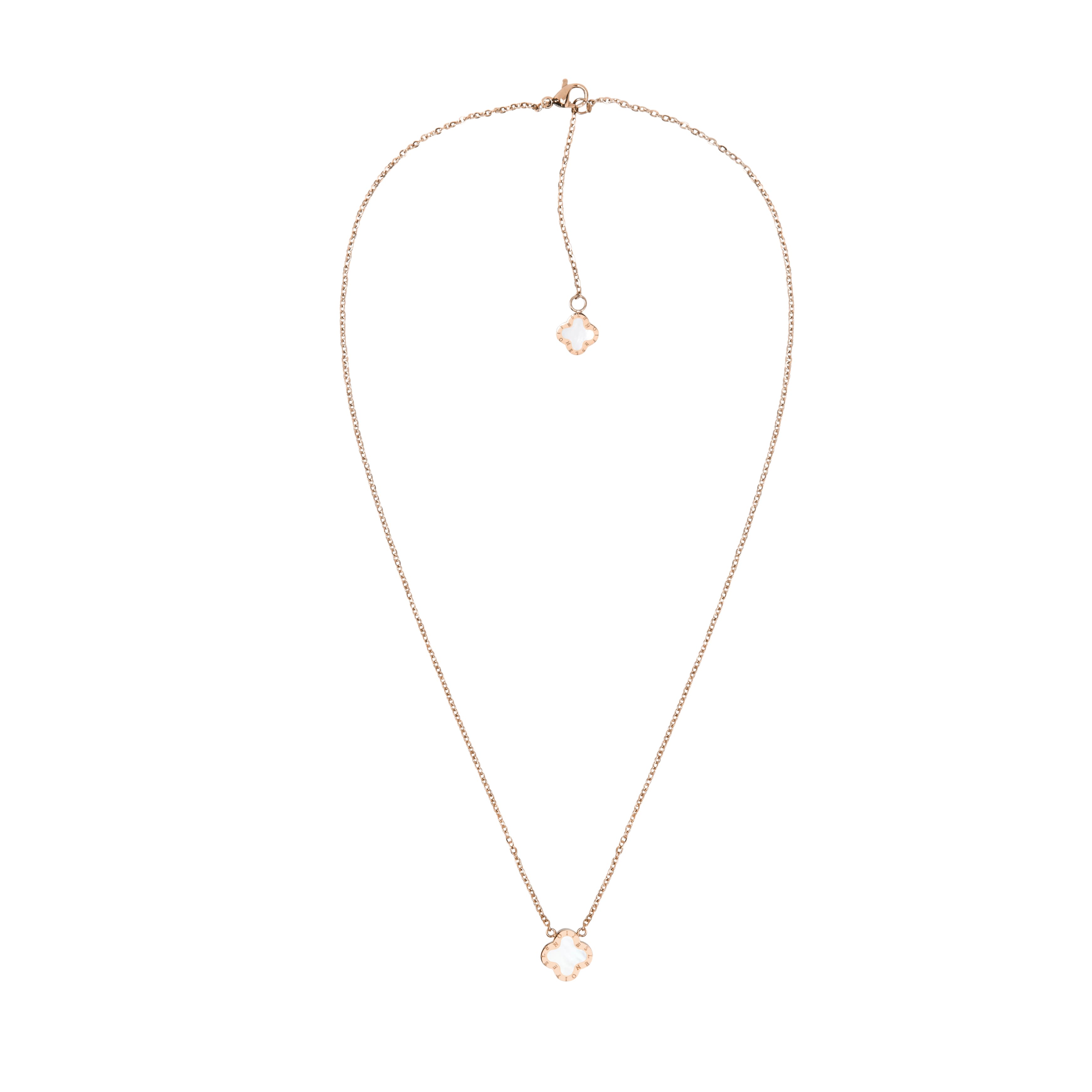 Four-Leaf Clover Necklace Mini, Rose Gold & Mother of Pearl White