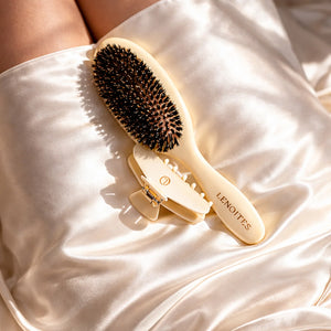 Wild Boar Hair Brush + Claw Clip Set