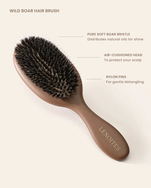Wild Boar Hair Brush with Cleaning Tool