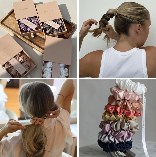 Collage för Mulberry Silk Scrunchie