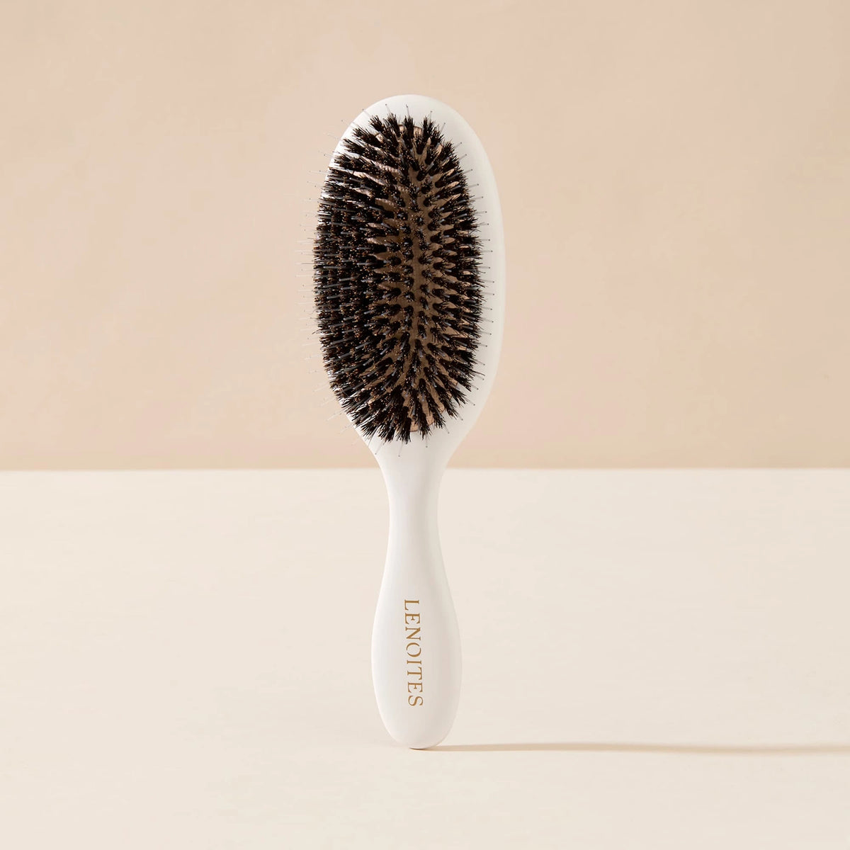Wild Boar Hair Brush with Cleaning Tool  Detangle & Shine