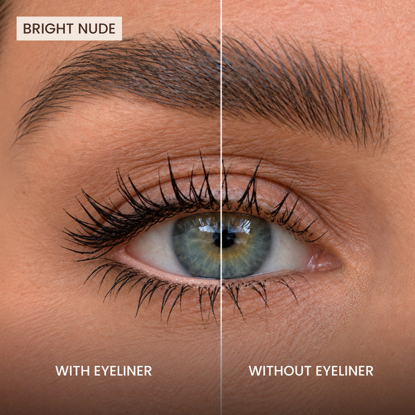 Silk Longwear Gel Eyeliner – Bright Nude – With and without eyeliner
