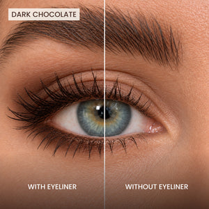Silk Longwear Gel Eyeliner – Dark Chocolate – With and without eyeliner