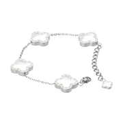 Four-Leaf Clover Bracelet, Silver & Mother of Pearl