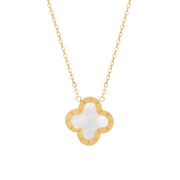 Four-Leaf Clover Necklace, Gold & Mother of Pearl