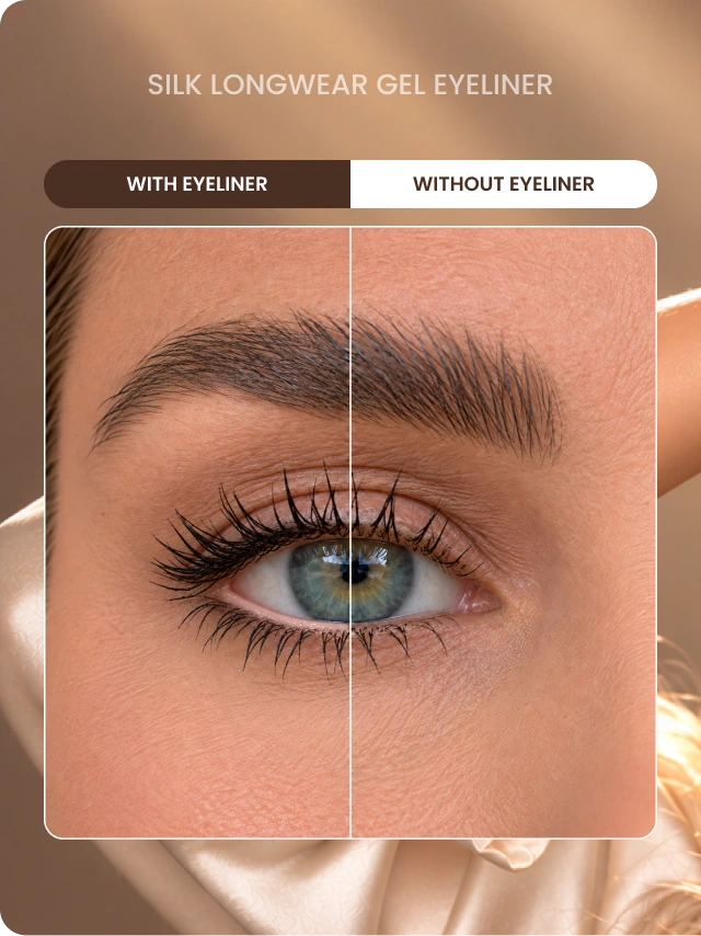 Bright Nude: with eyeliner on the left and without on the right.